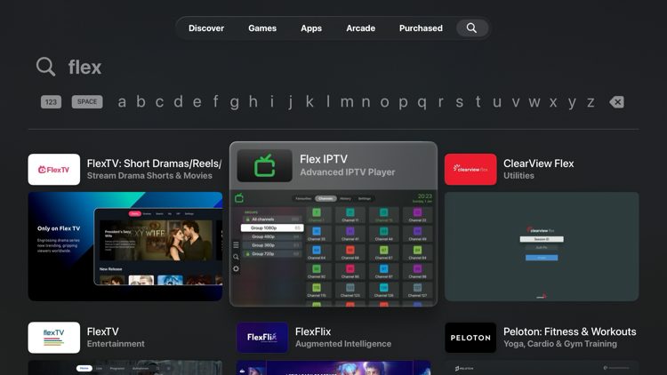 Flex IPTV running on Apple TV 4K